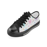 colorful unicorn rainbow heart pattern Kids' Boys' Girls' Low Top Canvas Shoes Black