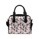 Zebra pink flower background Shoulder Handbag