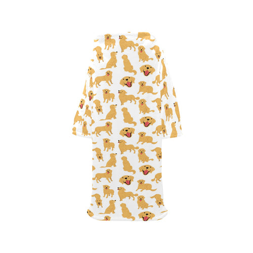 Golden Retriever Pattern Print Design 05 Blanket Robe with Sleeves