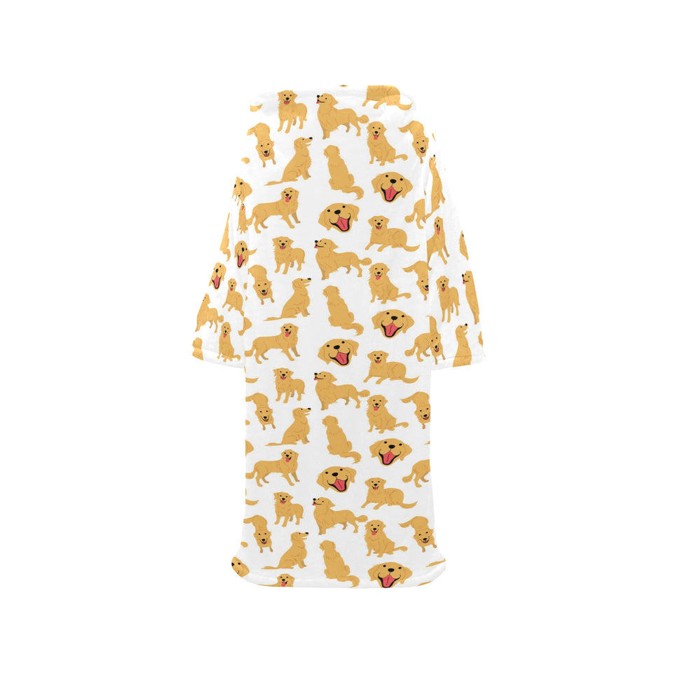 Golden Retriever Pattern Print Design 05 Blanket Robe with Sleeves