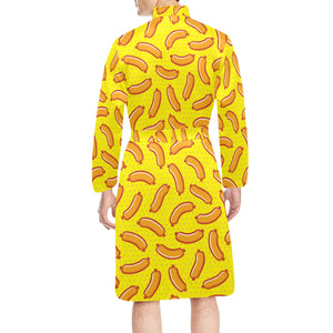 Sausage Pattern Print Design 01 Men's Long Sleeve Belted Night Robe