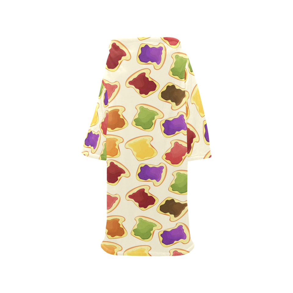 Bread Toast Pattern Print Design 02 Blanket Robe with Sleeves