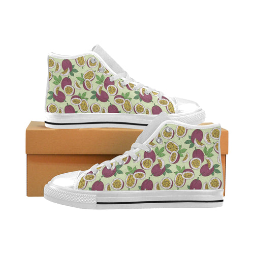 Paassion fruit pattern Men's High Top Canvas Shoes White