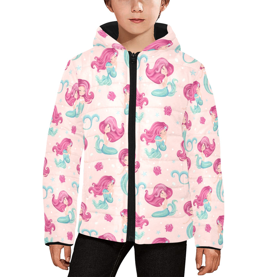 Cute little mermaid pattern Kids' Boys' Girls' Padded Hooded Jacket