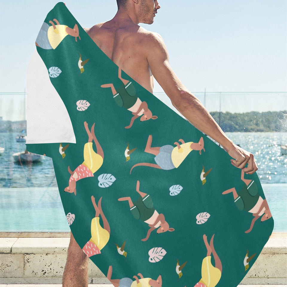 Kangaroo leaves pattern Beach Towel