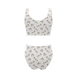 Jack Russel Pattern Print Design 04 Chest Bowknot High Waisted Bikini Swimsuit