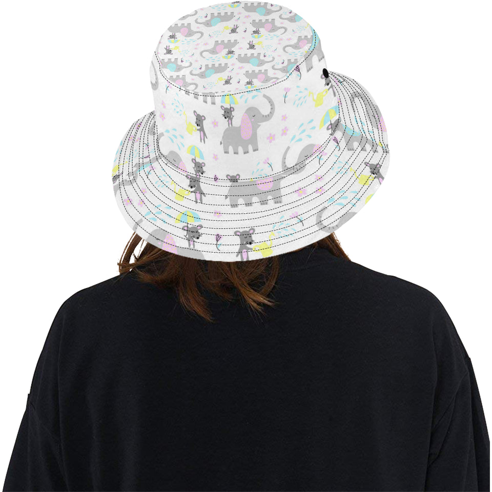 Cute elephant mouse pattern Unisex Bucket Hat