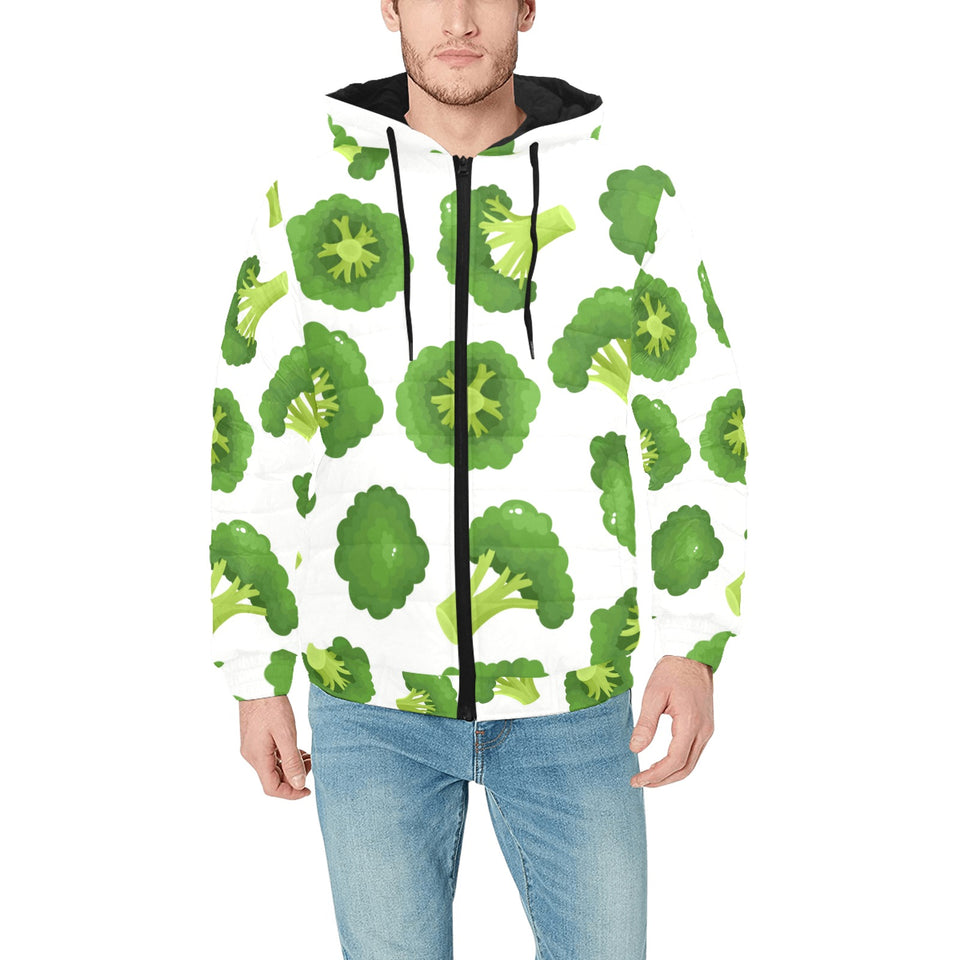 Cute broccoli pattern Men's Padded Hooded Jacket