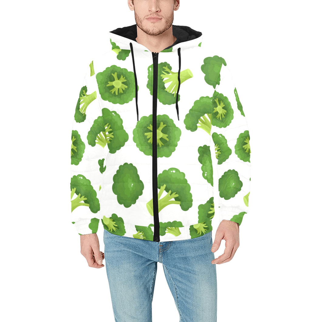 Cute broccoli pattern Men's Padded Hooded Jacket