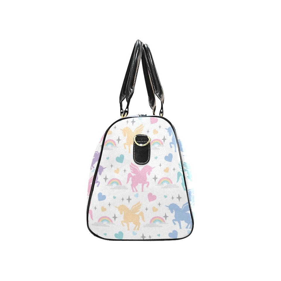 colorful unicorn rainbow heart pattern Travel Bag