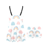 Cute rainbow clound pattern Chest Sexy Pleated Two Piece Swim Dress