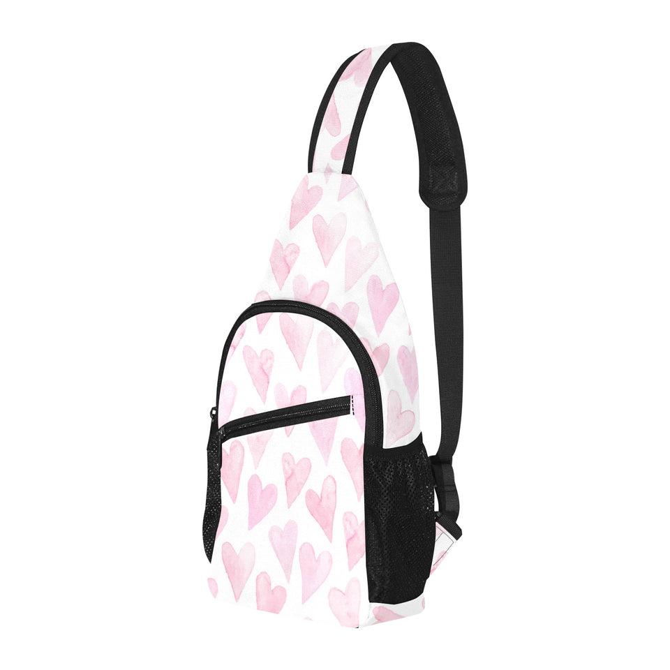 Watercolor pink heart pattern All Over Print Chest Bag