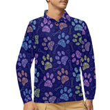 Dog Paws Pattern Print Design 02 Men's Long Sleeve Polo Shirt