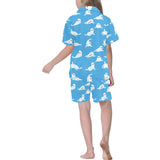 Cute sea lion seal pattern background Kids' Boys' Girls' V-Neck Short Pajama Set