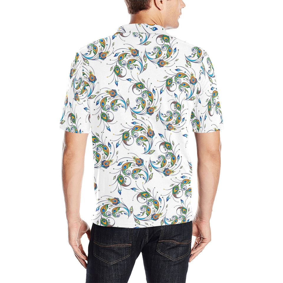 Peacock feather pattern Men's All Over Print Polo Shirt