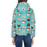 Cute sushi pattern Women's Padded Hooded Jacket