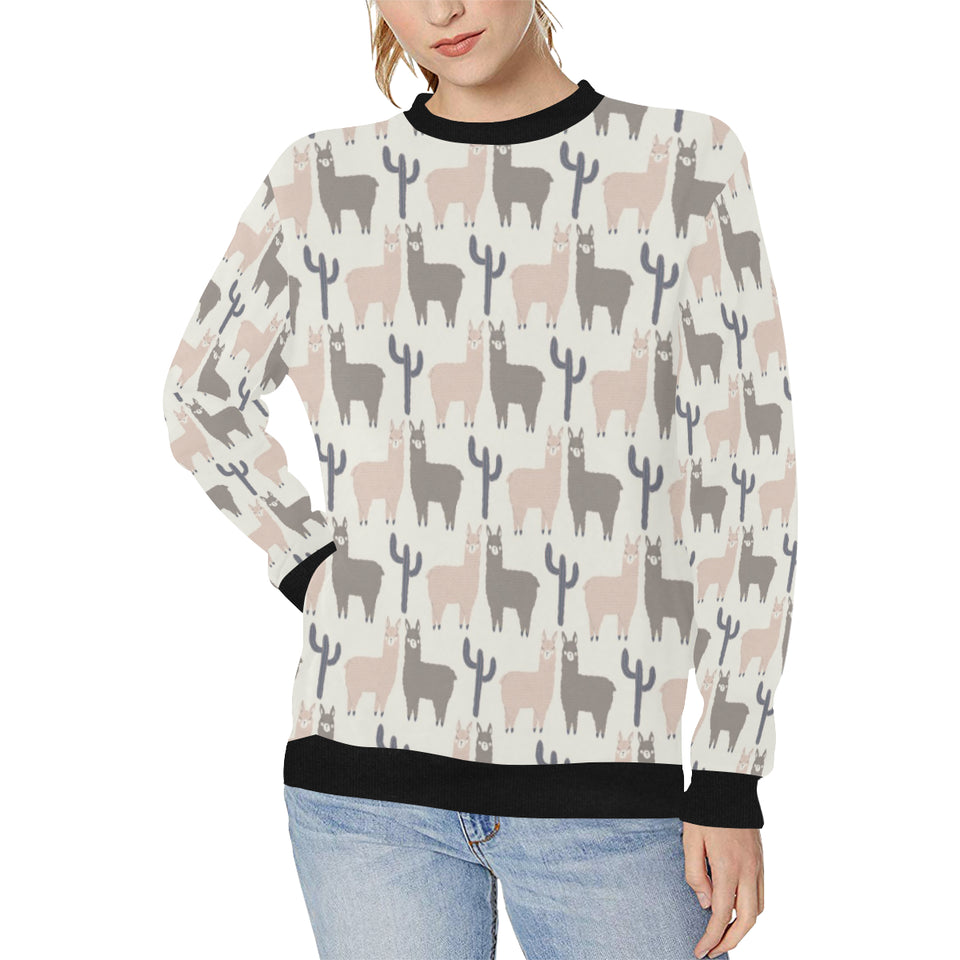 Llama Alpaca pattern Women's Crew Neck Sweatshirt