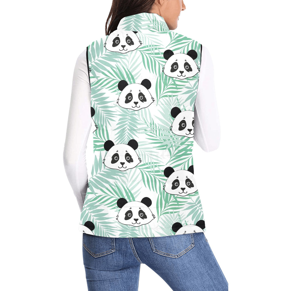 Panda pattern tropical leaves background Women's Padded Vest