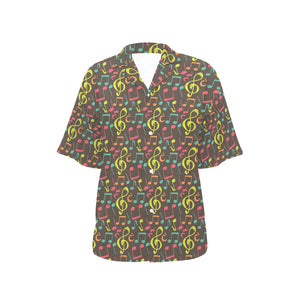 Music Notes Pattern Print Design 05 Women's All Over Print Hawaiian Shirt