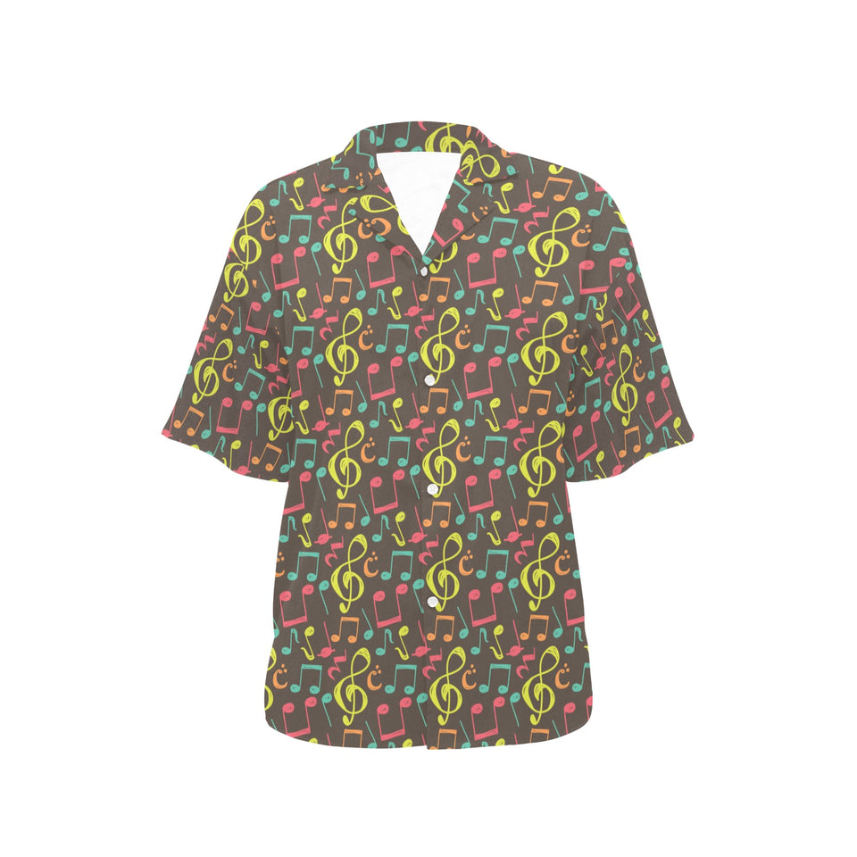 Music Notes Pattern Print Design 05 Women's All Over Print Hawaiian Shirt