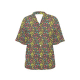 Music Notes Pattern Print Design 05 Women's All Over Print Hawaiian Shirt