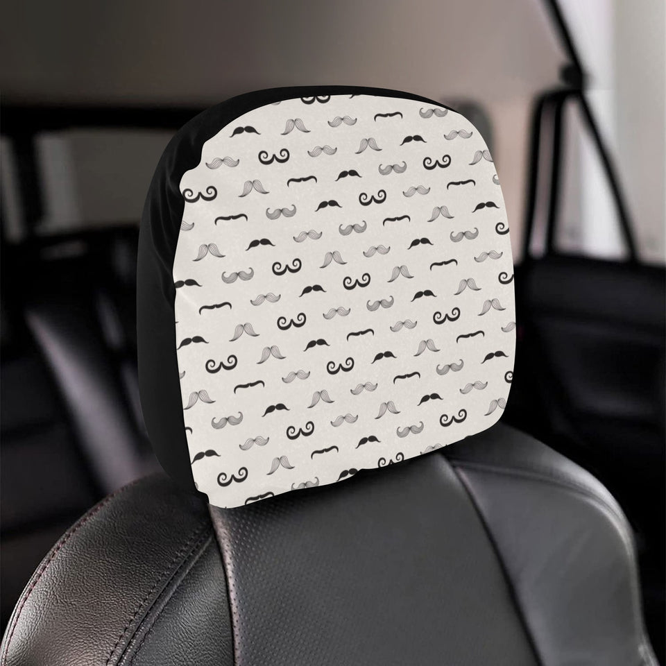 Mustache Beard Pattern Print Design 05 Car Headrest Cover