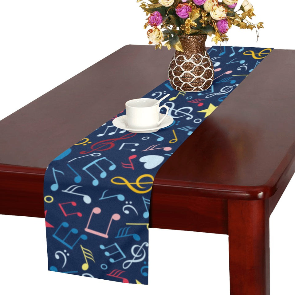 Music Notes Pattern Print Design 03 Table Runner