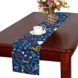 Music Notes Pattern Print Design 03 Table Runner