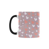 coral white heart pattern Morphing Mug Heat Changing Mug