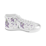 lavender flower design pattern Women's High Top Canvas Shoes White