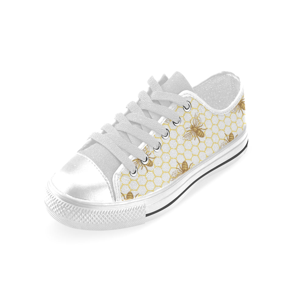 Bee honeycomb seamless design pattern Men's Low Top Shoes White