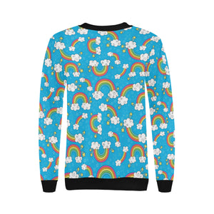 Rainbows Sky Clouds Pattern Women's Crew Neck Sweatshirt