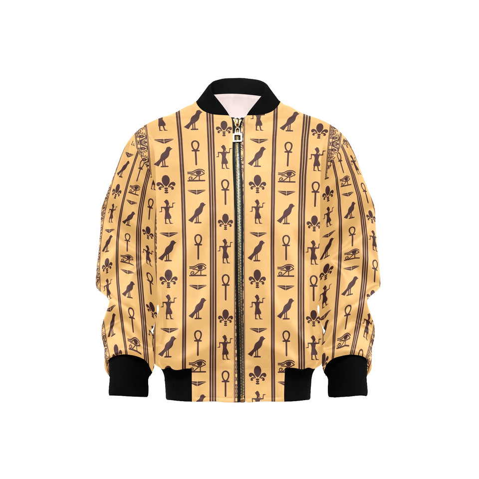 Egypt Hieroglyphics Pattern Print Design 02 Kids' Boys' Girls' Bomber Jacket