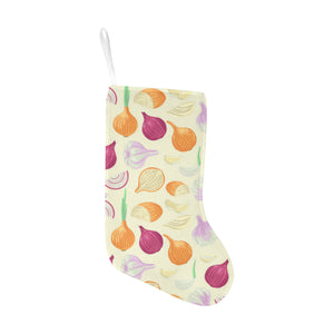 Onion garlic white red pattern Christmas Stocking