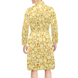 Popcorn Pattern Print Design 04 Men's Long Sleeve Belted Night Robe