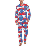 American football ball star stripes pattern Men's Long Pajama Set