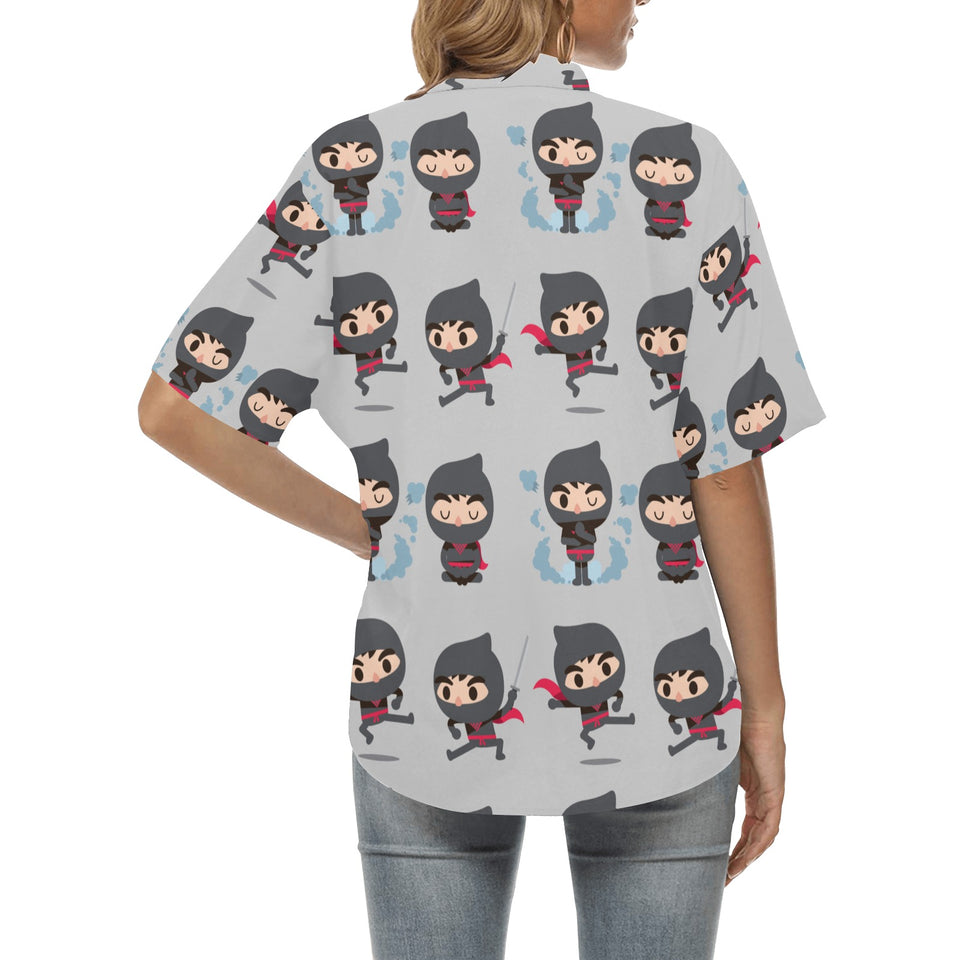 Cute ninja pattern Women's All Over Print Hawaiian Shirt