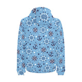 Anchors rudder compass star nautical pattern Men's Padded Hooded Jacket