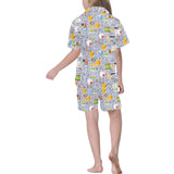 Math Pattern Print Design 04 Kids' Boys' Girls' V-Neck Short Pajama Set