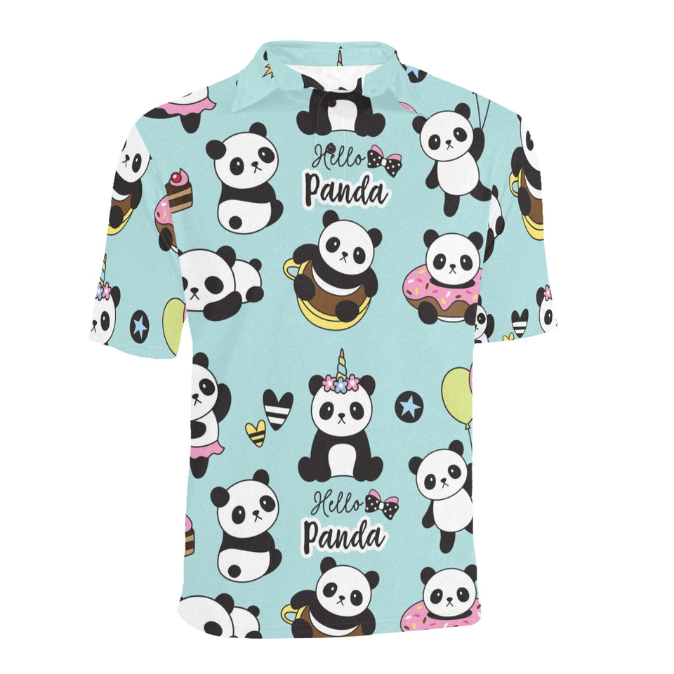 Cute baby panda pattern Men's All Over Print Polo Shirt