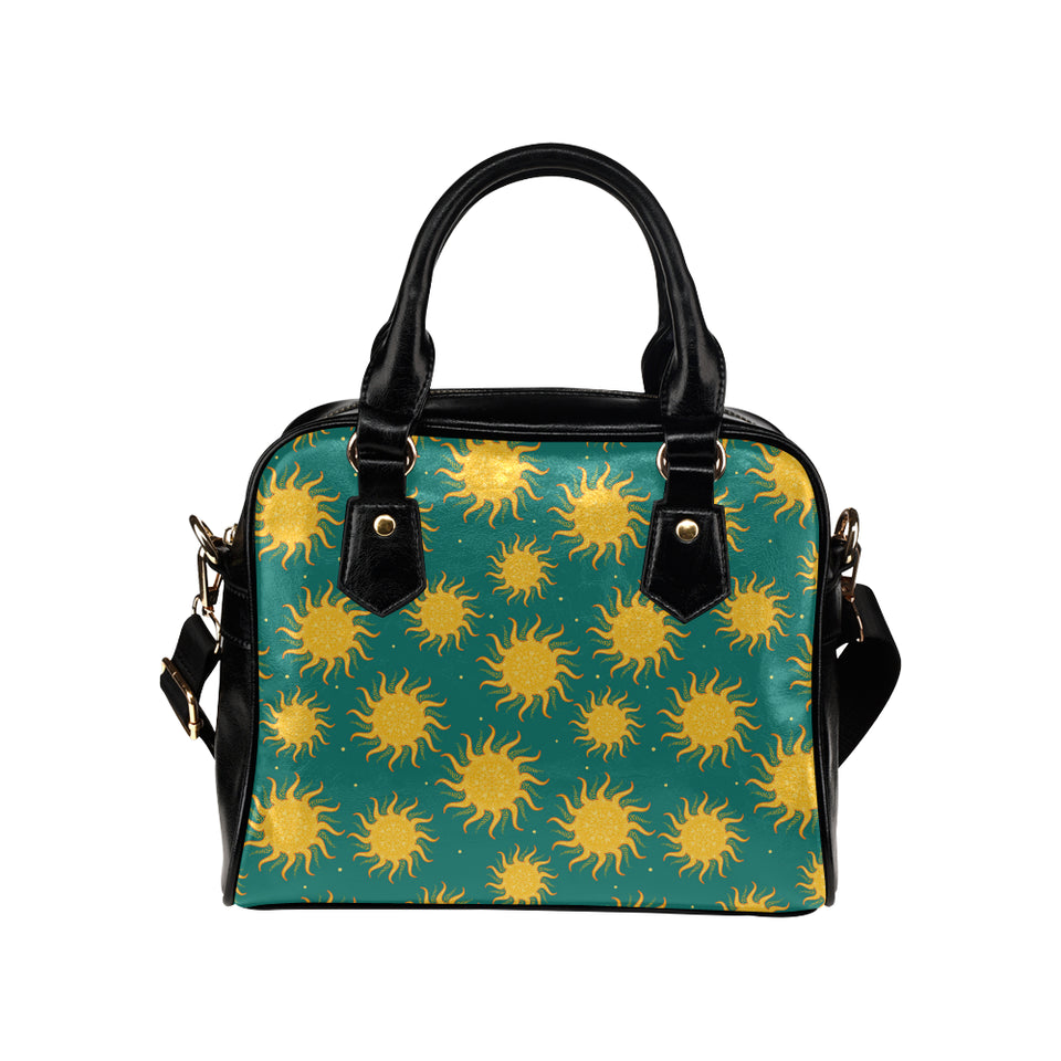 Sun green background Shoulder Handbag