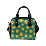 Sun green background Shoulder Handbag