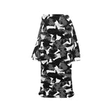 Crow illustration pattern Blanket Robe with Sleeves