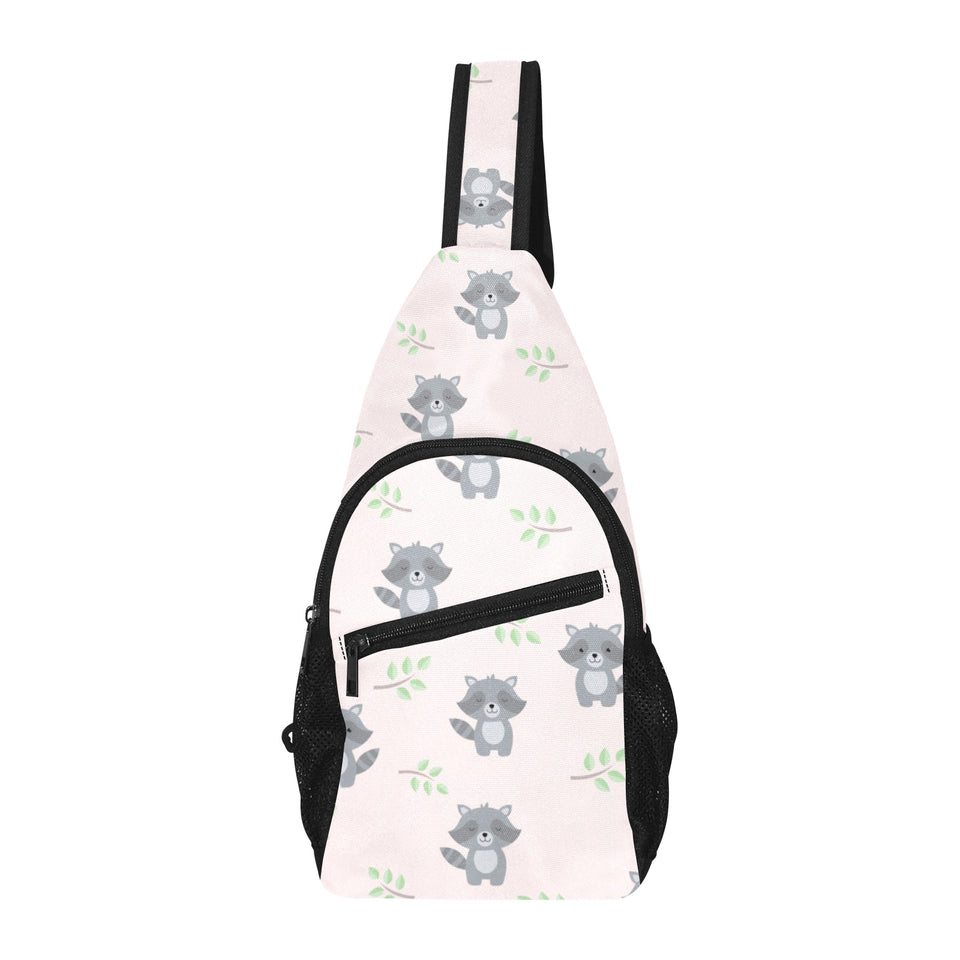cute raccoons leaves pattern All Over Print Chest Bag