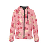 Cake cherry pattern Women's Padded Hooded Jacket