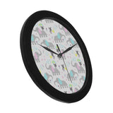 Cute elephant mouse pattern Elegant Black Wall Clock