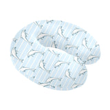 Dolphin blue striped background U-Shaped Travel Neck Pillow