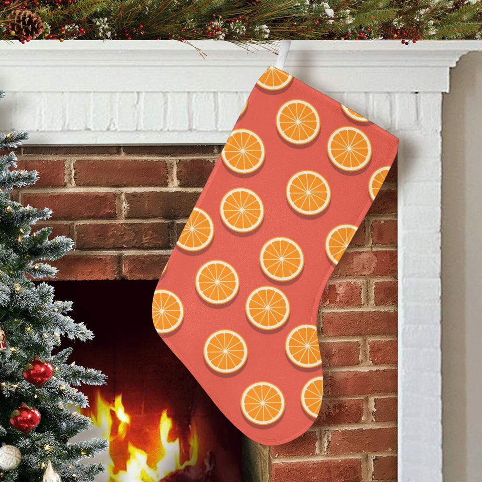 Oranges pattern red background Christmas Stocking