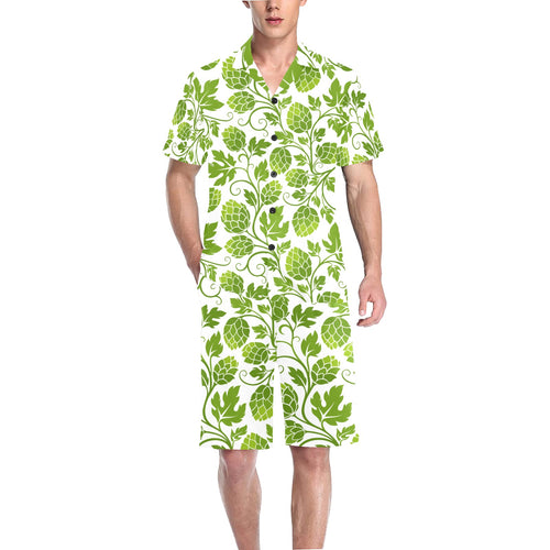 Hop design pattern Men's V-Neck Short Pajama Set
