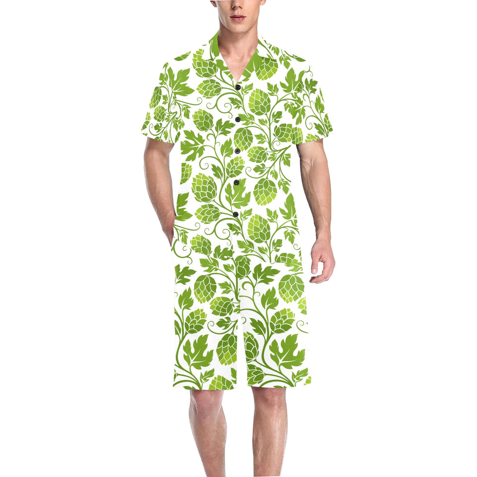 Hop design pattern Men's V-Neck Short Pajama Set